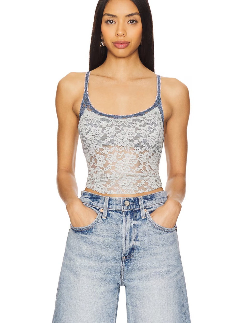 Free people Lace Camisole Tank Top - Light Blue